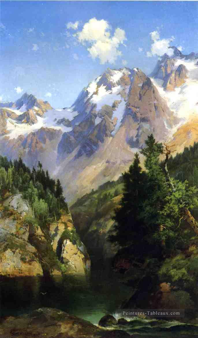A Rocky Montagne Peak Territoire de l’Idaho Rocheuses école Thomas Moran Peintures à l'huile